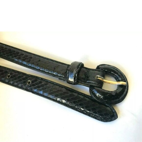 Liz Claiborne black snakeskin snake women’s belt vintage size small medium - Picture 8 of 12
